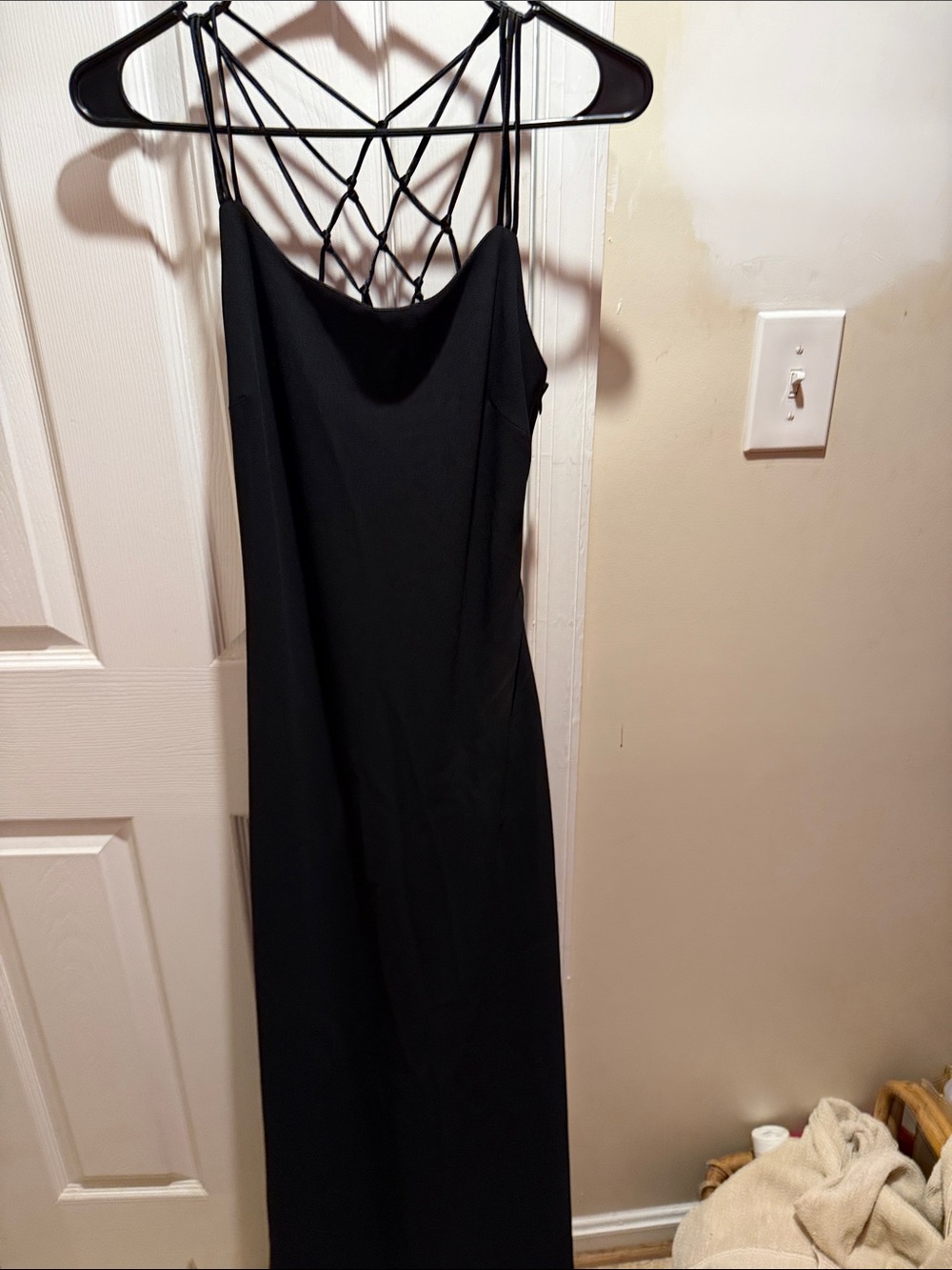Cachet Black Maxi Dress with Lattice Strappy Back
